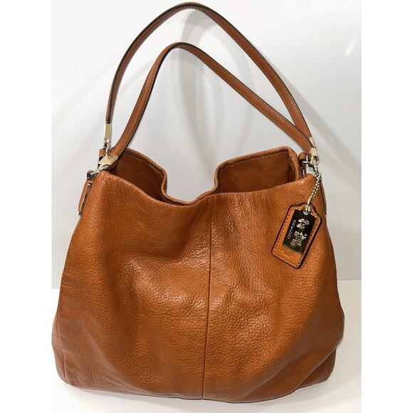 COACH Madison Leather Phoebe Gold Bright Mandarin Shoulder Bag F26224 - Picture 1 of 12